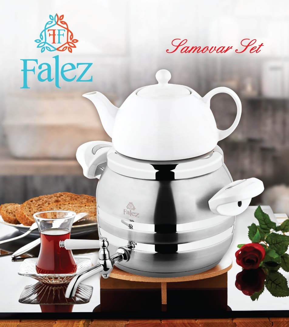 کتری و قوری استیل شیردار 5.5 لیتری فالز Falez