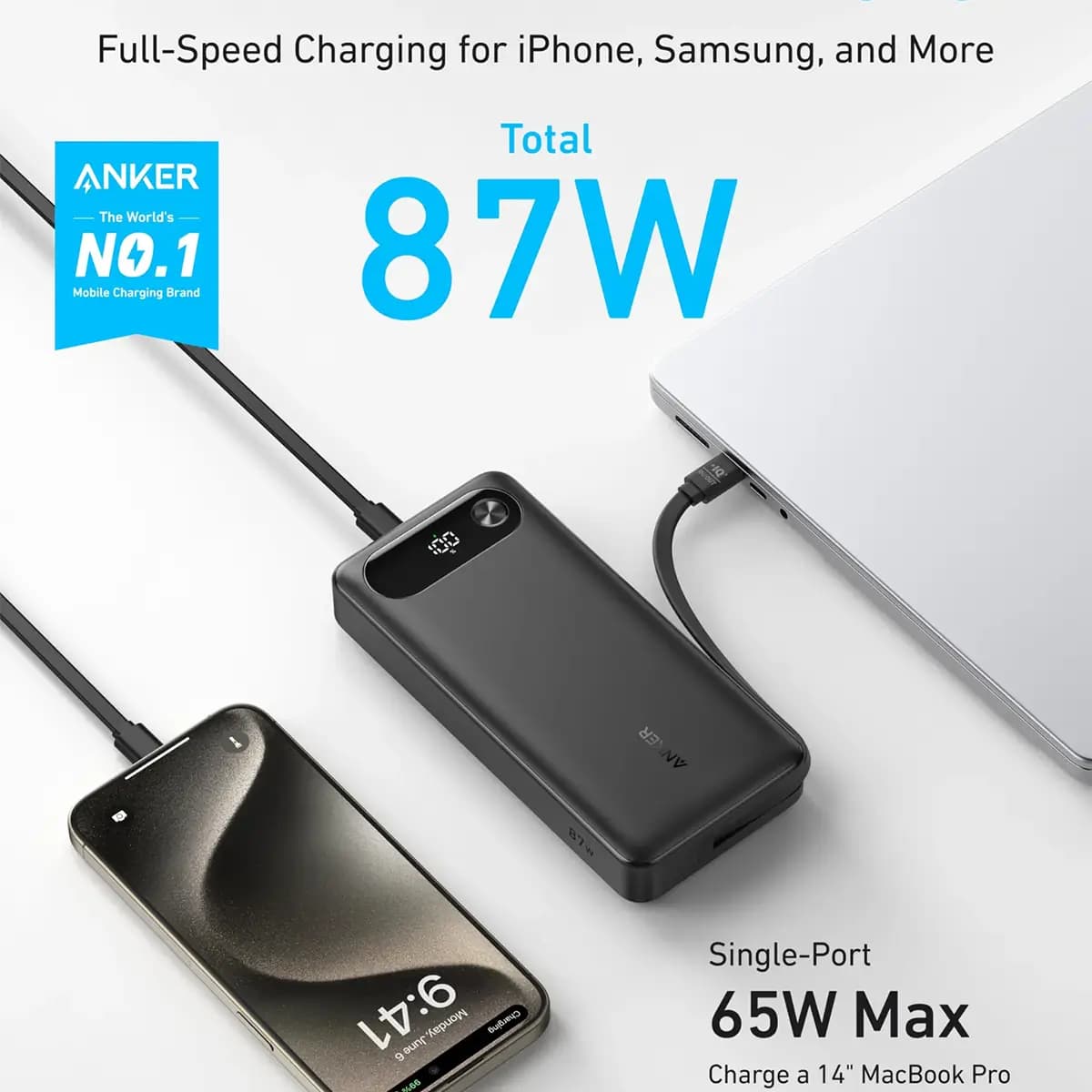 پاور بانک انکر مدل A1383 با ظرفیت 20000mAh و توان 87W — تصویر ۴