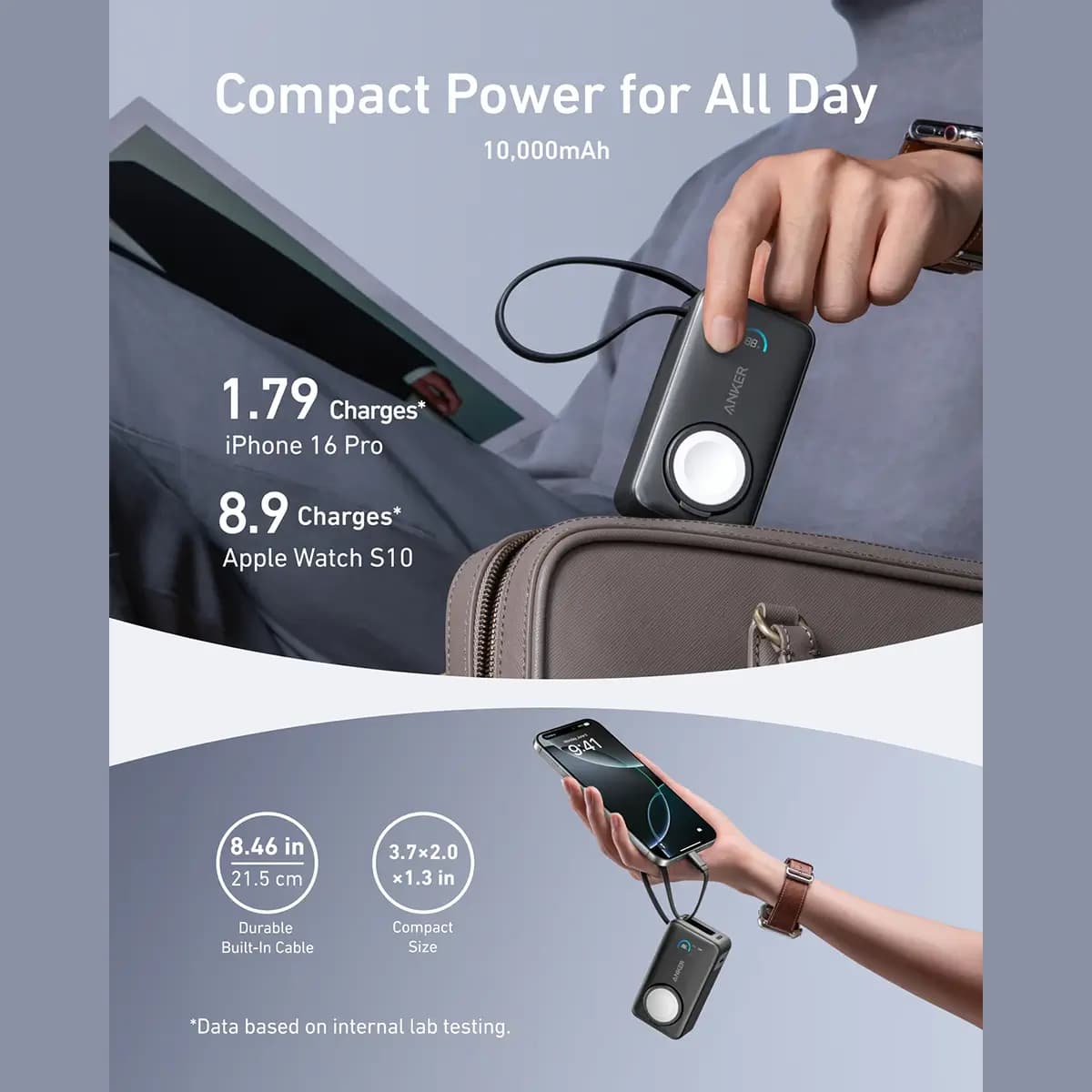 پاور بانک انکر مدل A1657 با ظرفیت 10000mAh و توان 35W — تصویر ۶