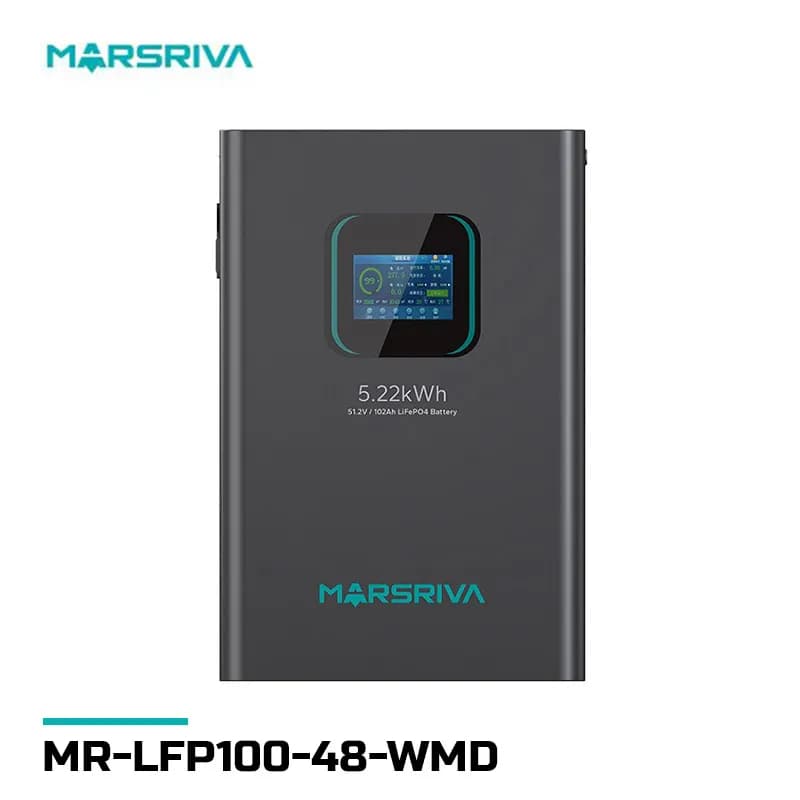 باتری لیتیومی 5.1 کیلووات 102 آمپر 51.2 ولت برند MARSRIVA مدل MR-LFP48-100-WMD