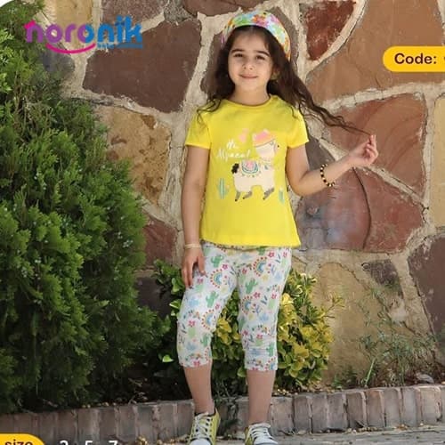 ست راحتی دخترانه طرح لاما شاد