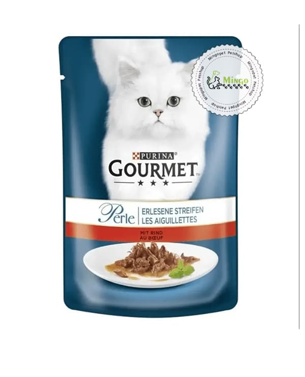 پوچ گربه گورمت مدل گوشت گاو در ژله وزن 85 گرم