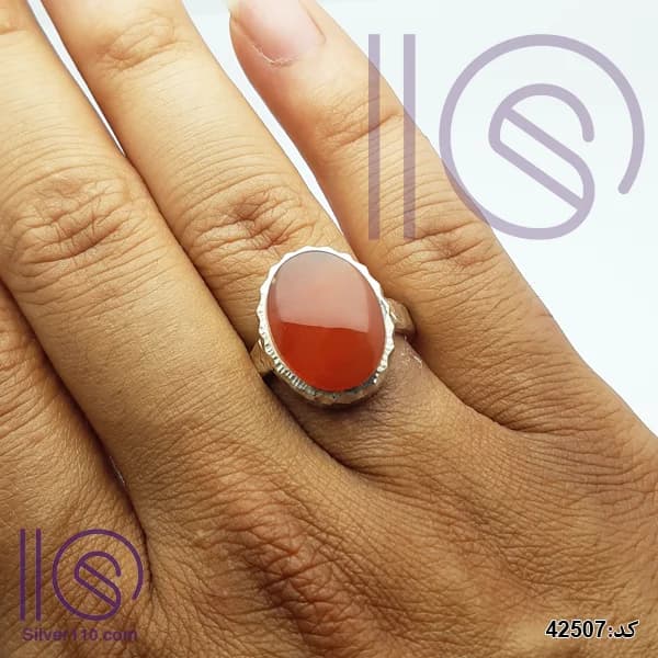 انگشتر نقره دستساز عقیق یمنی کد 42507 — تصویر ۶