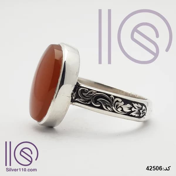 انگشتر نقره دستساز عقیق یمنی کد 42506 — تصویر ۳