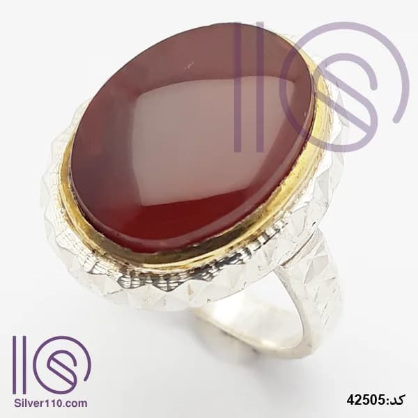 انگشتر نقره دستساز عقیق یمنی کد 42505