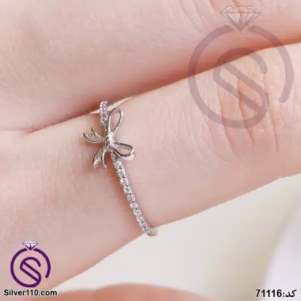 انگشتر نقره زنانه مدل پاپیون کد 71116 — تصویر ۴