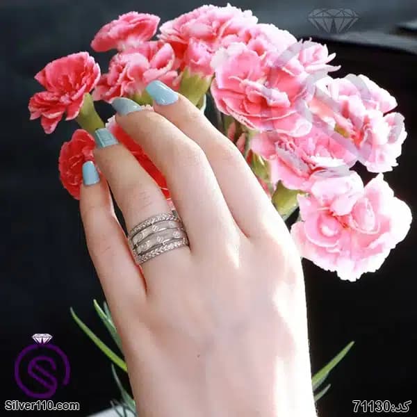 انگشتر نقره زنانه کد 71130 — تصویر ۲