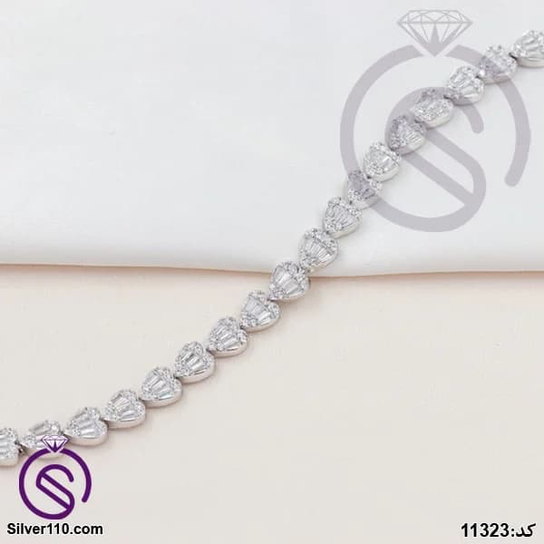 دستبند نقره زنانه مدل قلب کد 11323 — تصویر ۳