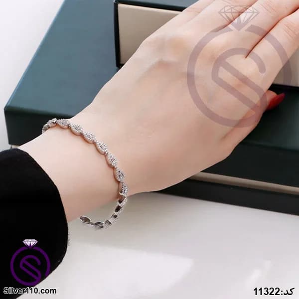 دستبند نقره زنانه مدل اشک کد 11322 — تصویر ۵
