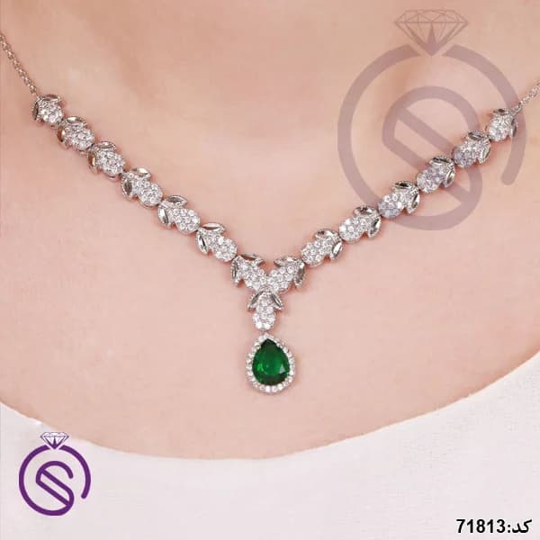 سرویس نقره زنانه نگین کریستال سبز کد 71813 — تصویر ۶