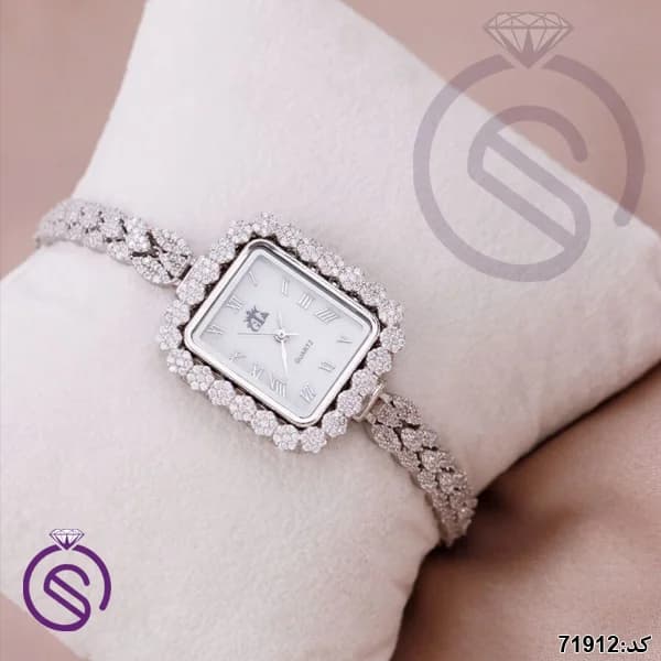 ساعت نقره زنانه مستطیل کد 71912 — تصویر ۲