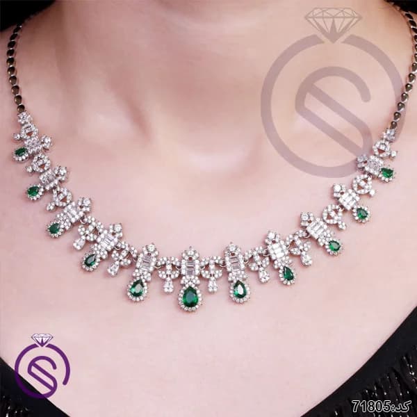 سرویس نقره زنانه نگین کریستال سبز کد 71805 — تصویر ۵