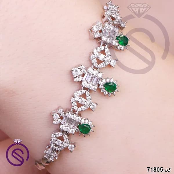 سرویس نقره زنانه نگین کریستال سبز کد 71805 — تصویر ۶