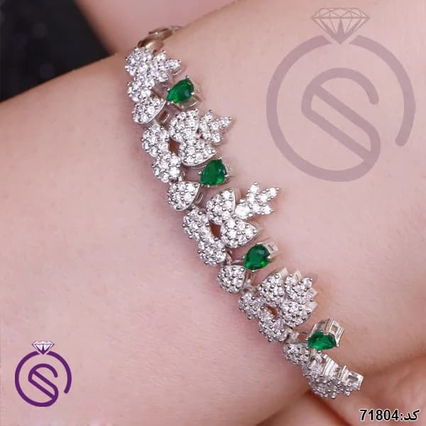 سرویس نقره زنانه نگین کریستال سبز کد 71804 — تصویر ۳