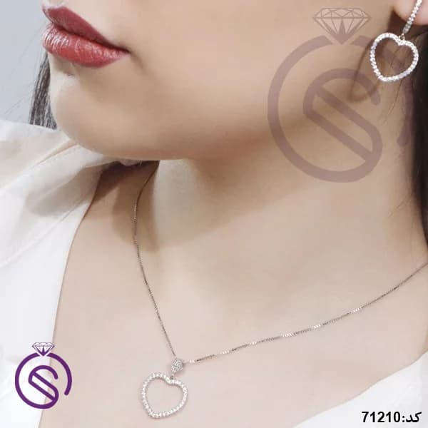نیم ست نقره زنانه مدل قلب کد 71210 — تصویر ۲