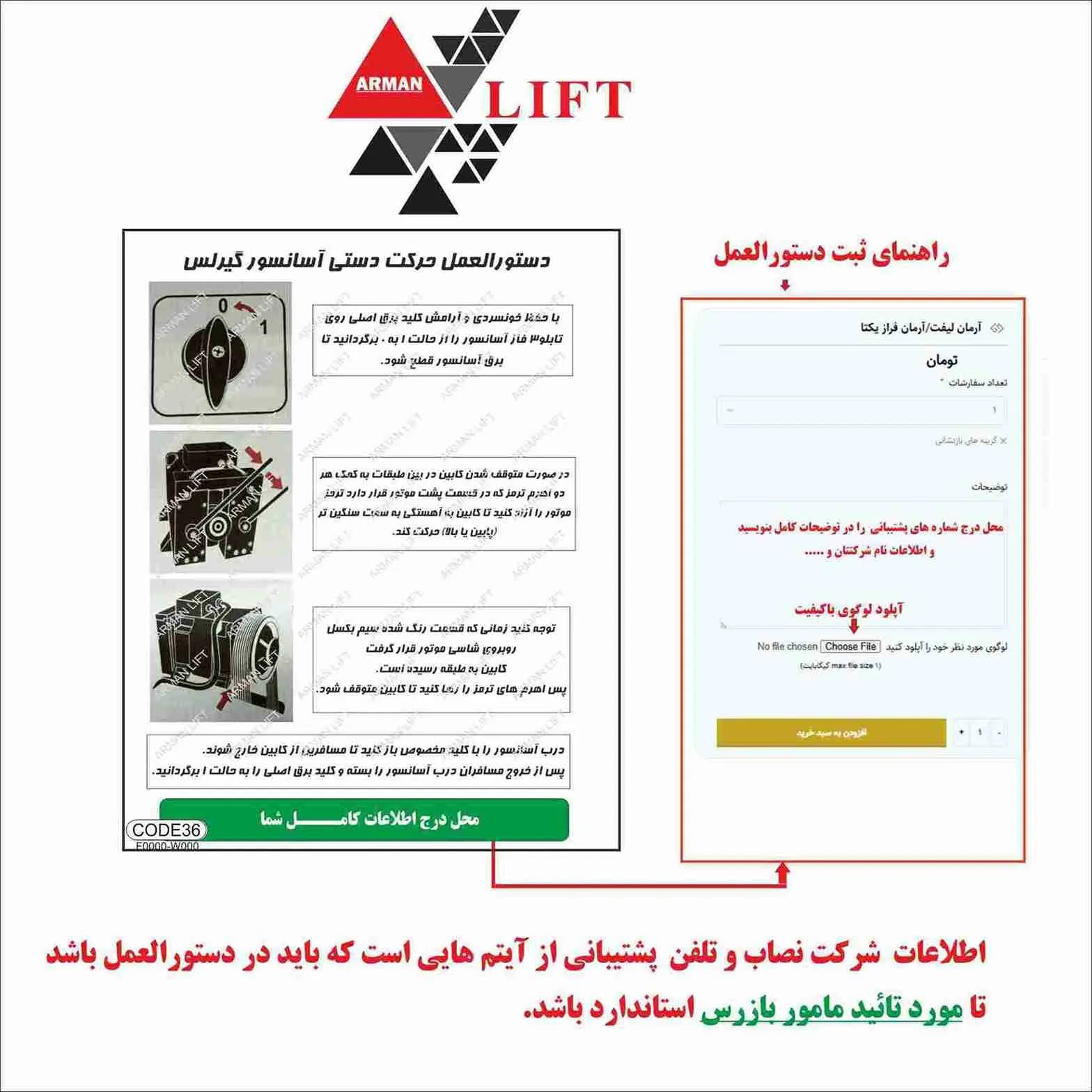 دستورالعمل موتور آسانسور EMF کد 36 — تصویر ۲