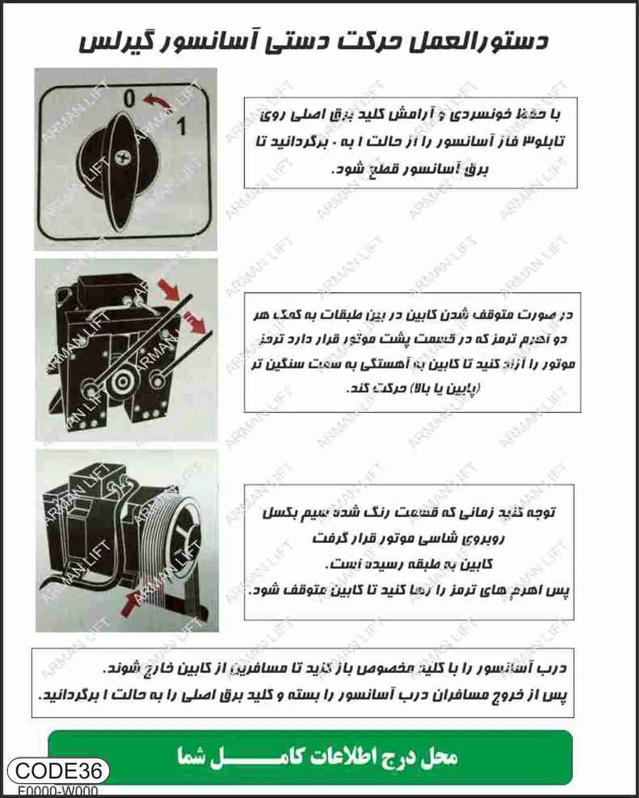 دستورالعمل موتور آسانسور EMF کد 36