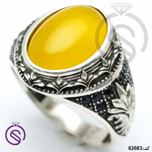انگشتر نقره عقیق زرد شرف الشمس مردانه مدل پارسا کد 62683