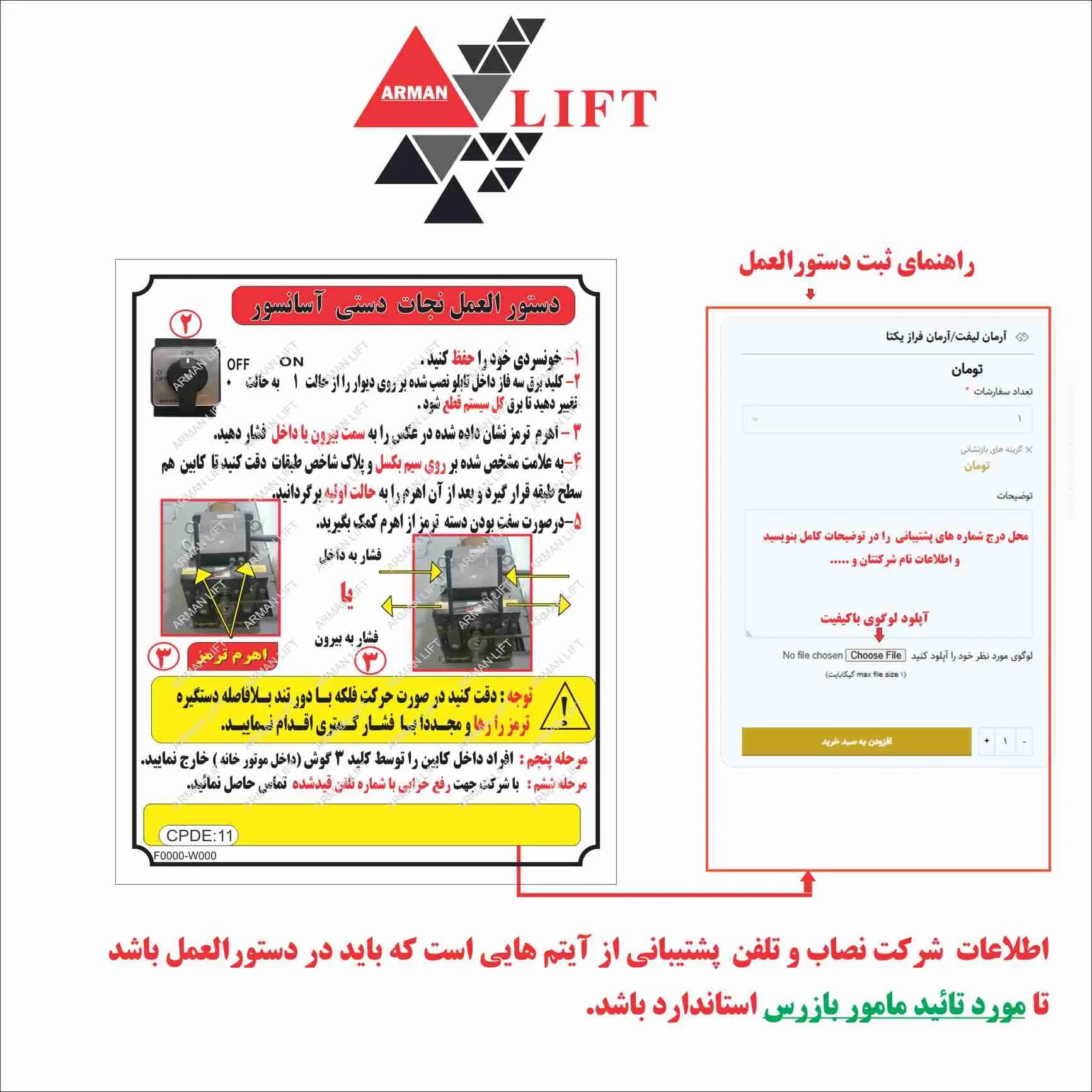 دستورالعمل موتور آسانسور EMF کد11 — تصویر ۲