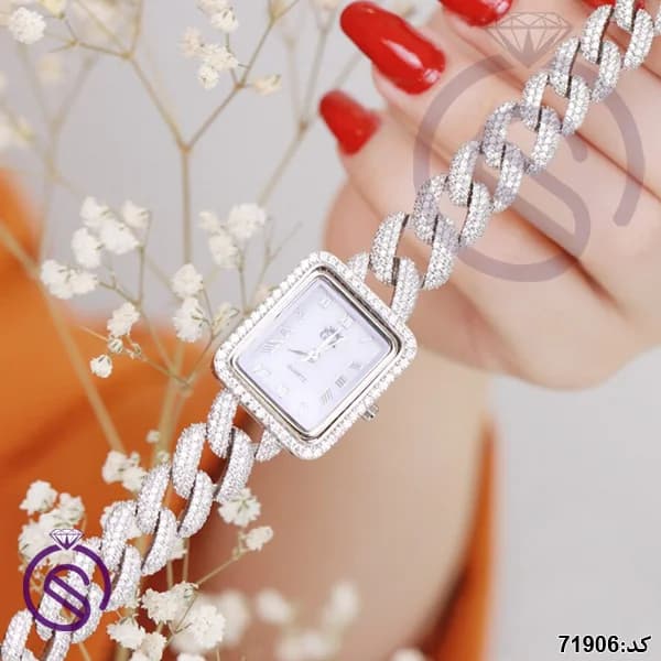 ساعت نقره زنانه مدل کارتیر مستطیل کد 71906 — تصویر ۴