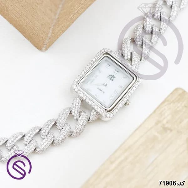 ساعت نقره زنانه مدل کارتیر مستطیل کد 71906 — تصویر ۲