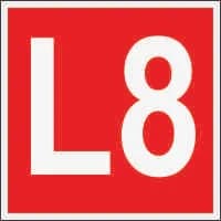 لیبل L8 سایز 9.5*9.5 – PVC قرمز رنگ