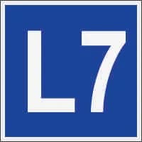 لیبل L7 سایز 9.5*9.5 – PVC آبی رنگ