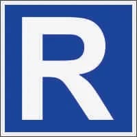 لیبل R سایز 9.5*9.5 – PVC آبی رنگ