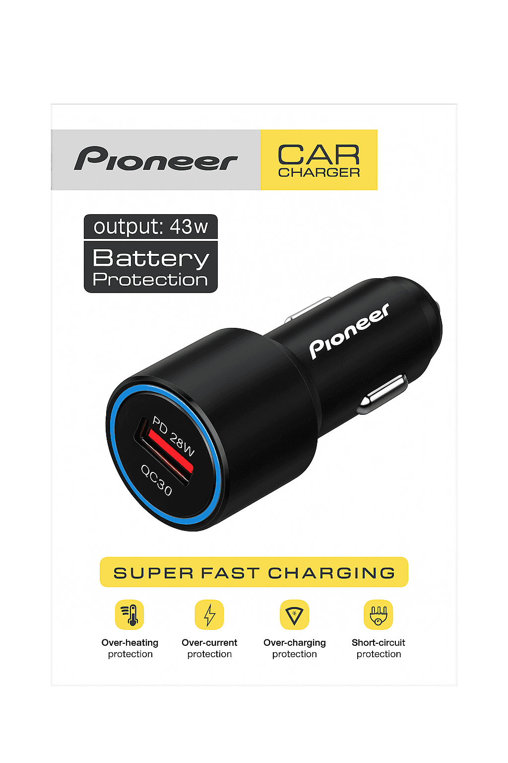 شارژر فندکی 43 وات Pioneer — تصویر ۳