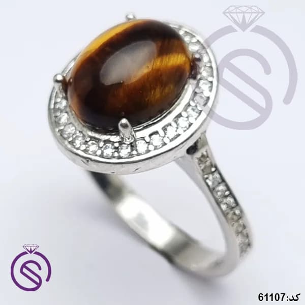 انگشتر نقره چشم ببر زنانه مدل مهتا کد 61107