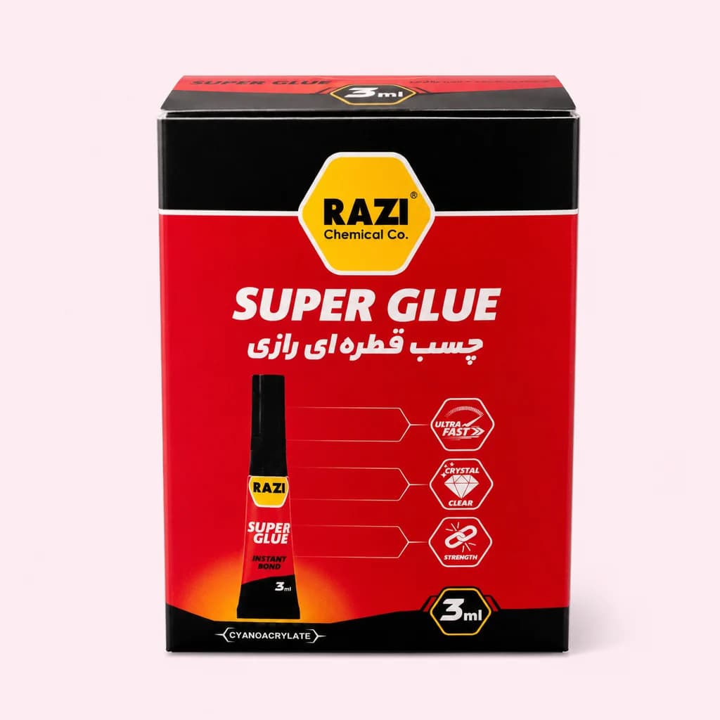 چسب قطره‌ای رازی 3 میل Super Glue فوری و شفاف