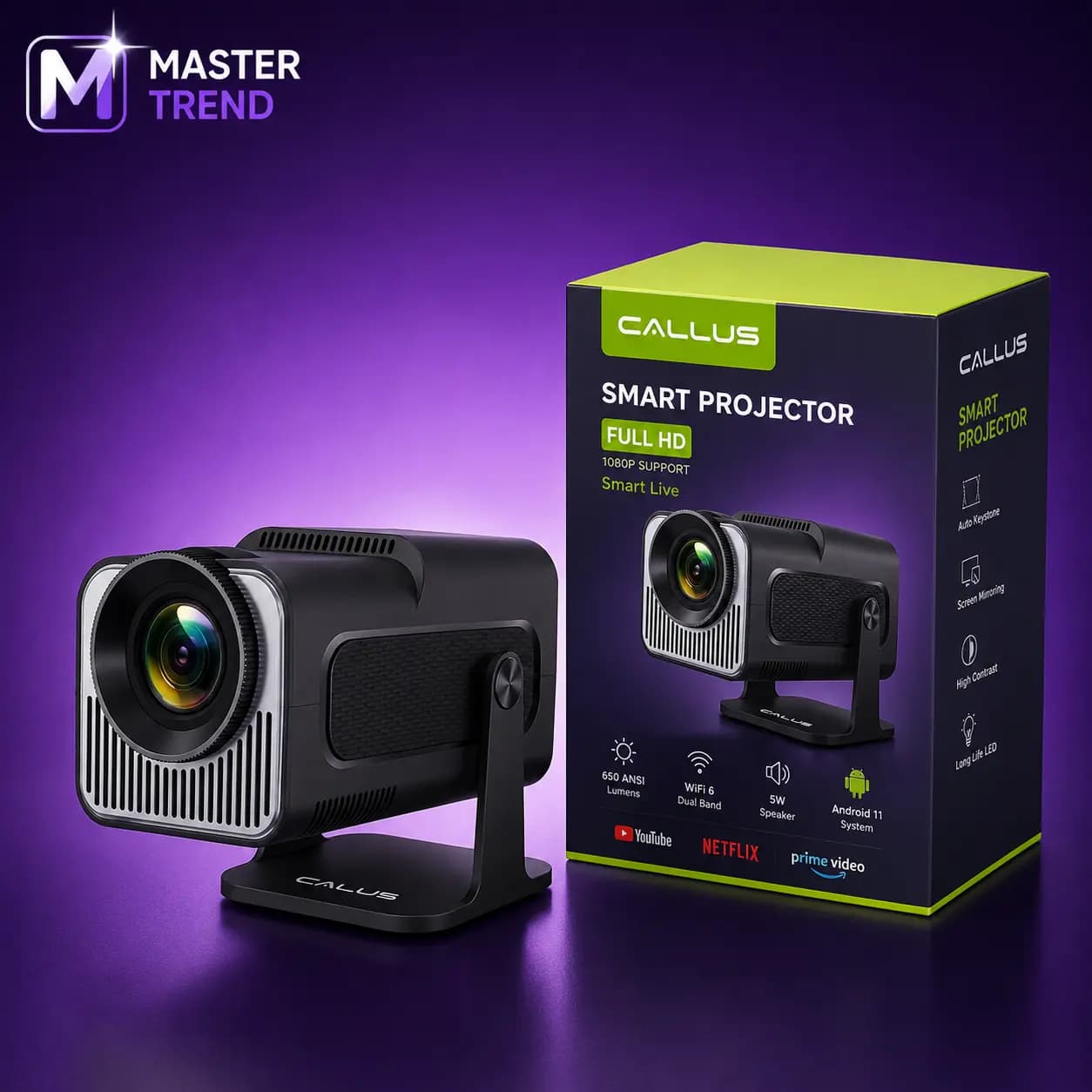 ویدئو پروژکتور هوشمند Callus مدل Smart Projector با پشتیبانی Full HD 1080P