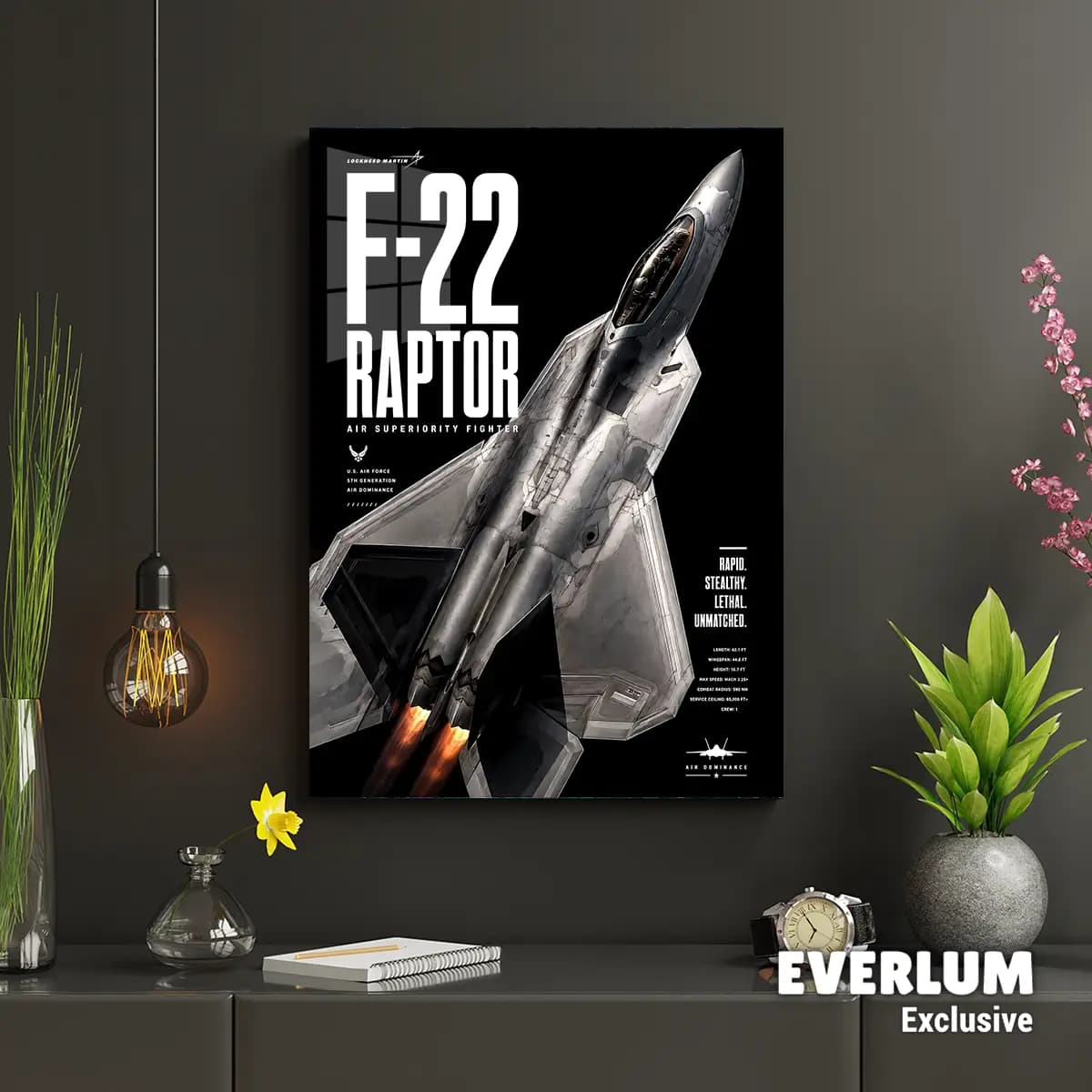 متال پوستر طرح هواپیما F22 کد N701 — تصویر ۲