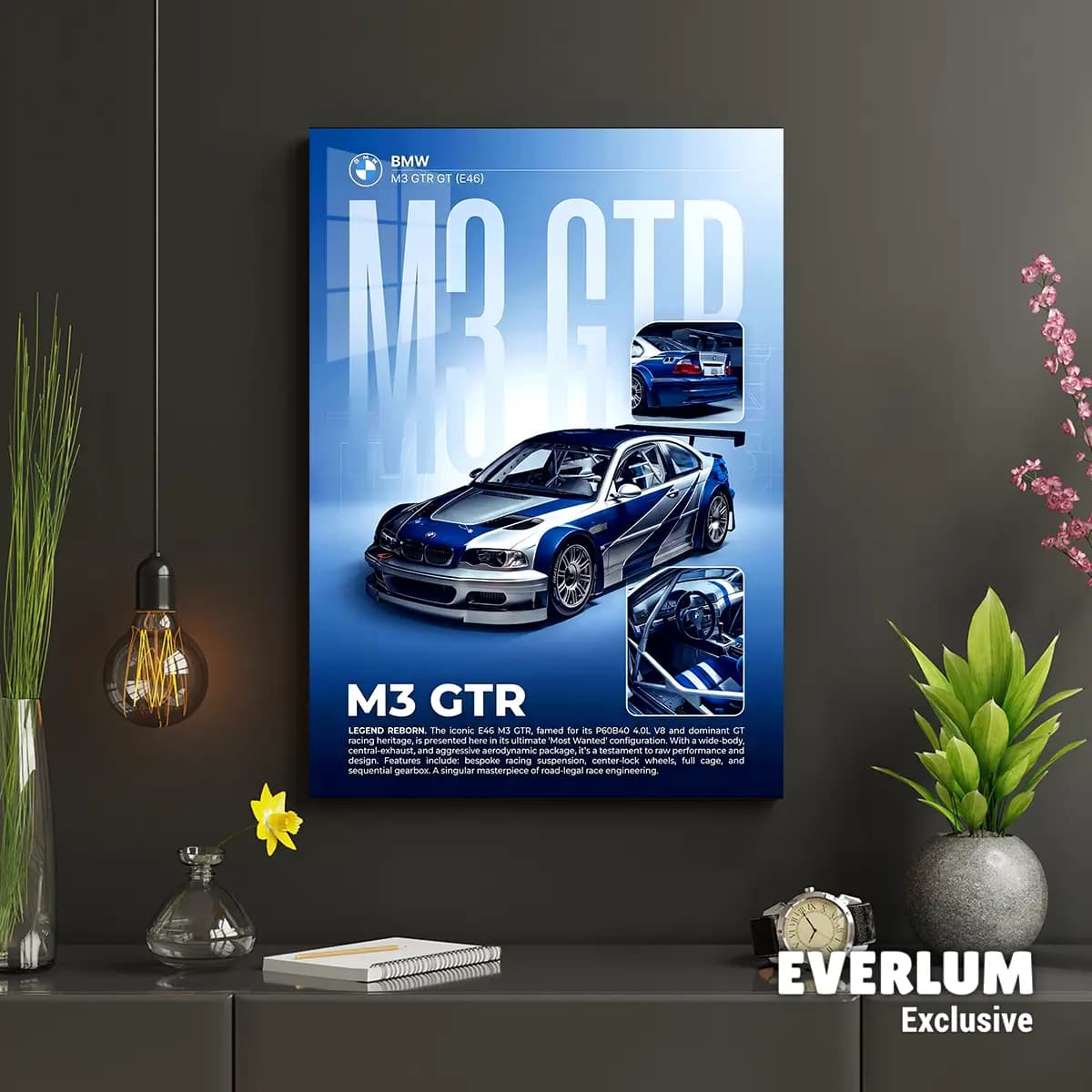 متال پوستر BMW M3 GTR کد N703 — تصویر ۲