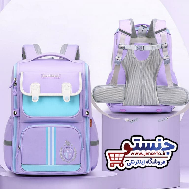 کوله پشتی صندوقی سفره ای دخترانه و پسرانه فانتزی کمربند دار خارجی وارداتی (کیف مدرسه) huacheng کد 965 — تصویر ۲