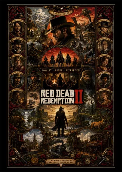 متال پوستر بازی Red Dead Redemption کد N608