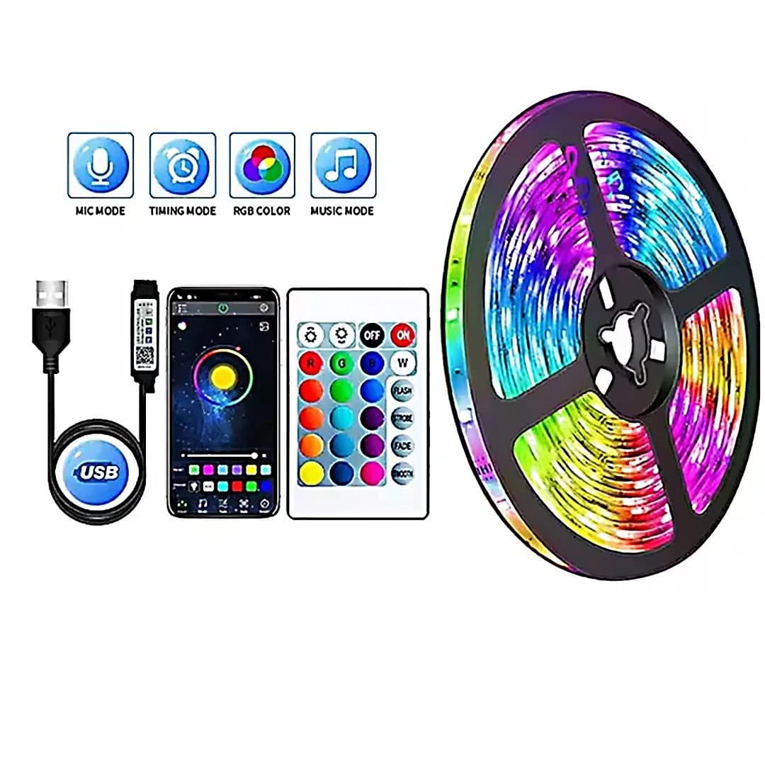 پک کامل ریسه هوشمند اتاق گیمینگ RGB فول کالر مدل SN-3 با رقص نور حساس به صدا – 5 متری