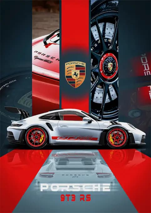 متال پوستر ماشین Porsche GT3RS کد N606