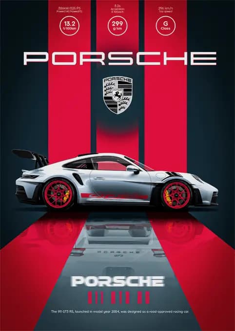 متال پوستر ماشین Porsche 911 کد N604