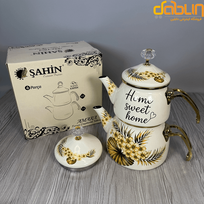 کتری و قوری شاهین Shahin طرح home sweet home — تصویر ۵