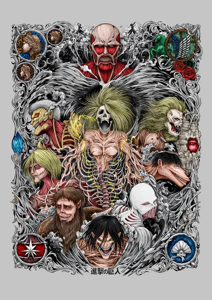 متال پوستر انیمه Attack on Titan کد N206