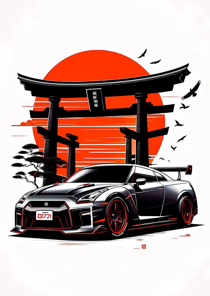 متال پوستر ماشین Nissan GTR کد N210