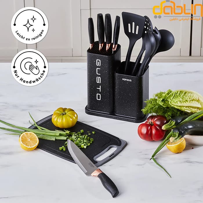 ست ابزار آشپزی 12 پارچه کاراجا GUSTO مشکی