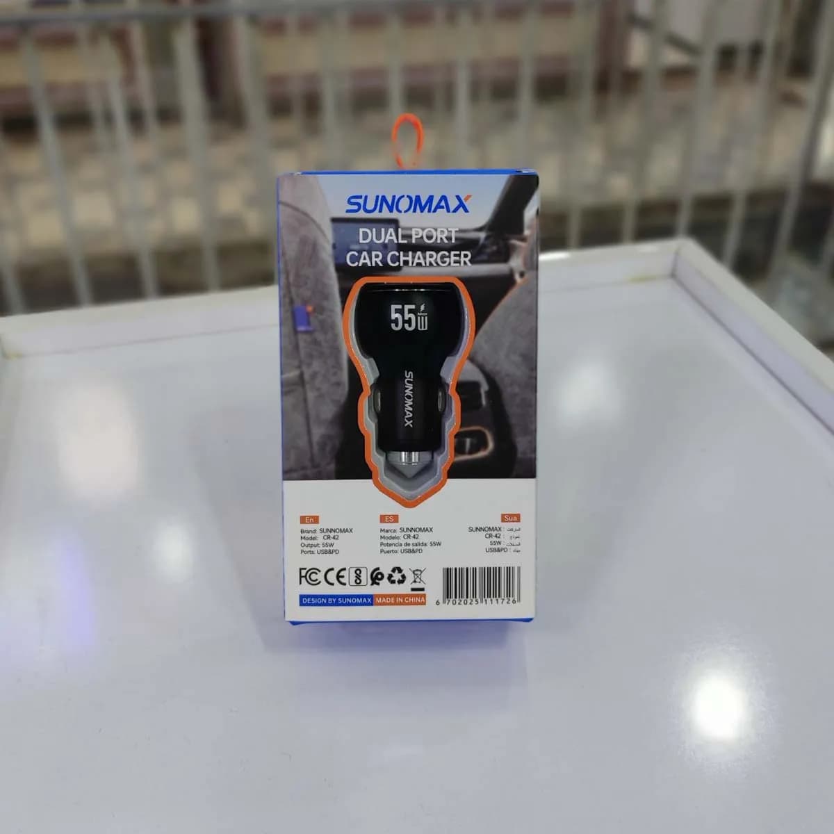 شارژر فندکی SUNOMAX CR-42 دوپورت 55 وات PD و QC — تصویر ۲