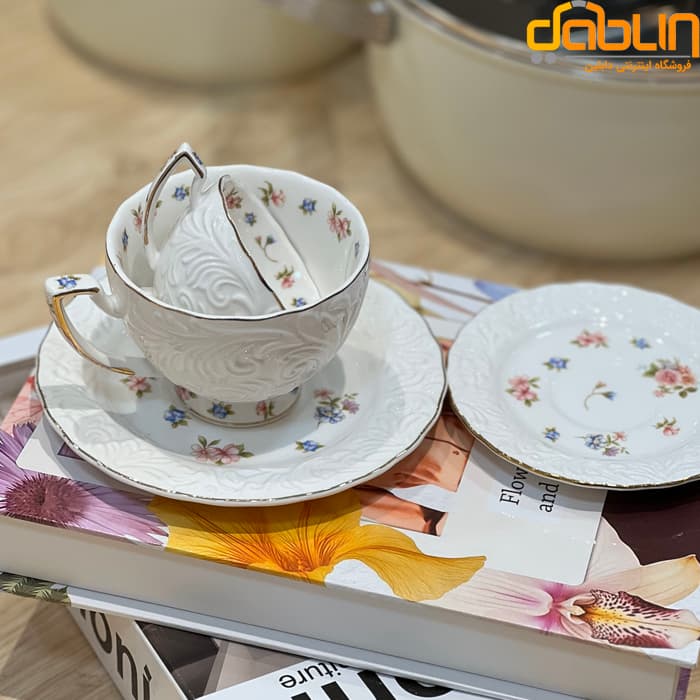 سرویس چایخوری طرح گل بهاری شاهین porselen silver — تصویر ۸