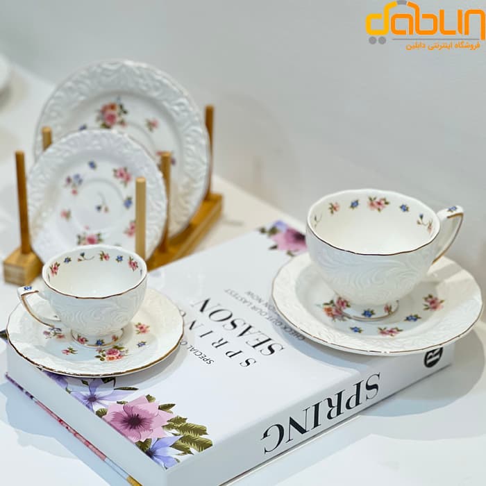 سرویس چایخوری طرح گل بهاری شاهین porselen silver — تصویر ۳