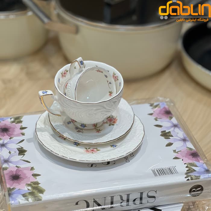 سرویس چایخوری طرح گل بهاری شاهین porselen silver — تصویر ۷