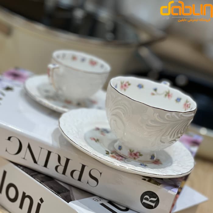 سرویس چایخوری طرح گل بهاری شاهین porselen silver — تصویر ۶