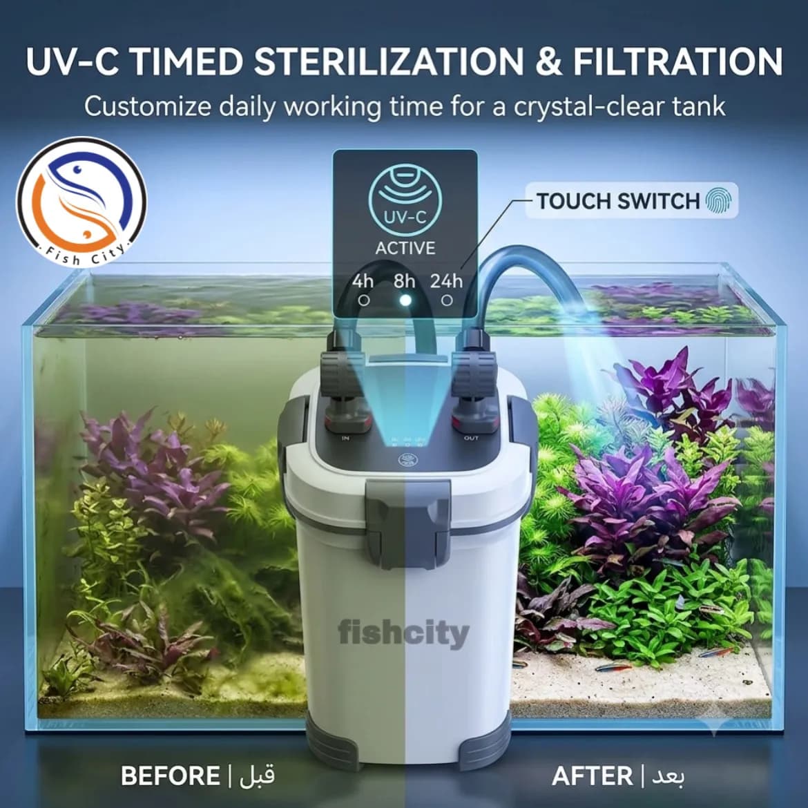 فیلتر سطلی آکواریوم سوبو مدل AQ-901F (مجهز به لامپ UV) — تصویر ۲