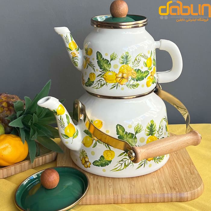کتری و قوری لعابی میس مدل میرا طرح لیمو — تصویر ۲